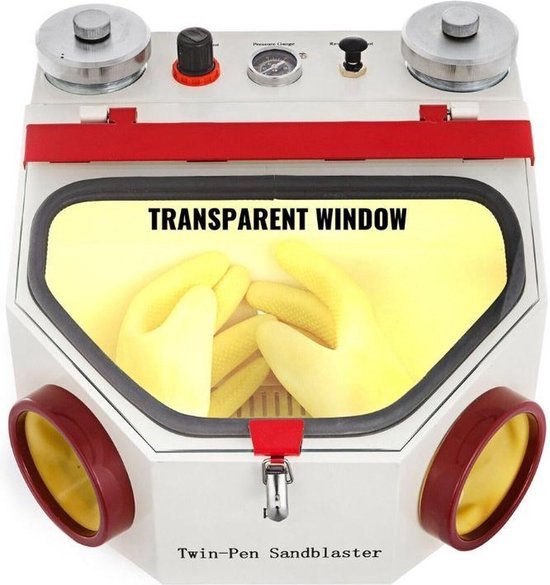 Happyment Zandstraalcabine - Polijstmachine - LED verlichting - Voetpedaal - Wit - Metaal