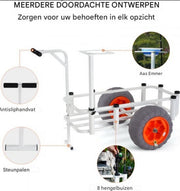 Viskar - Bolderkar voor vissers - Opvouwbaar - Strandkar - Strandtrolley - Ballonbanden - Voor Zand en Strand