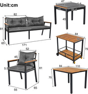 Eettafelset -Tuinmeubelset - Loungeset - Tuinlounge Lounge Set - Lounge Set - Voor Tuin of Terras - Tuinmeubelen voor 6-7 Personen met Fauteuils & Eetkar - Afneembare en Wasbare Hoezen