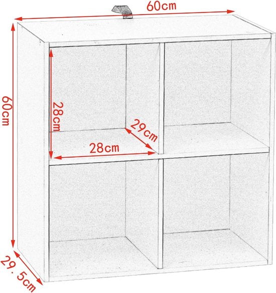 Bolt Edge Boekenkast - 4 vakken - Wit - Hout - MDF