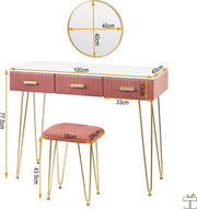 Happyment Kaptafel Deluxe - Inclusief spiegel en krukje - Roze - Kinderen & volwassenen - Make up tafel voor meisjes - Black friday - Kerstcadeau