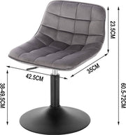 Barkruk Ohio Industrial Donkergrijs - Barkrukken set van 1 - Barstoel Kruk - Barstoelen met rugleuning - Keukenstoel - In hoogte verstelbaar - Velvet