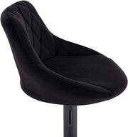 Designer Barkruk Nilo - Met rugleuning - Velvet - Stevig - Ergonomische barstoel - Zithoogte 60 - 82cm - Zwart - Set van 1 - Keuken en bar - In hoogte verstelbaar