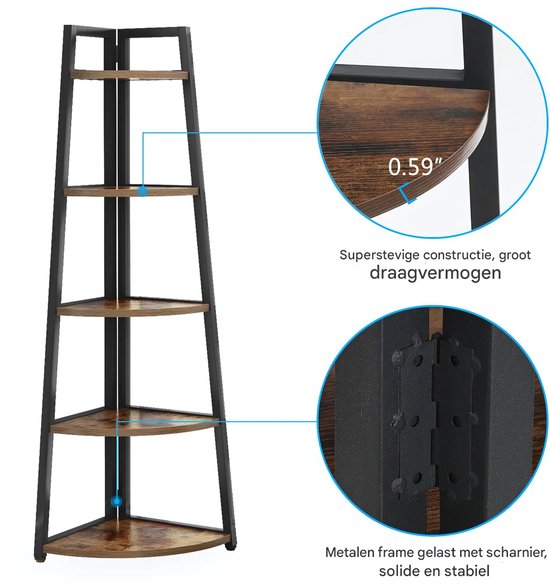 Hoek Boekenkast - Boekenplank - Wandplank - Boekenrek - Bruin