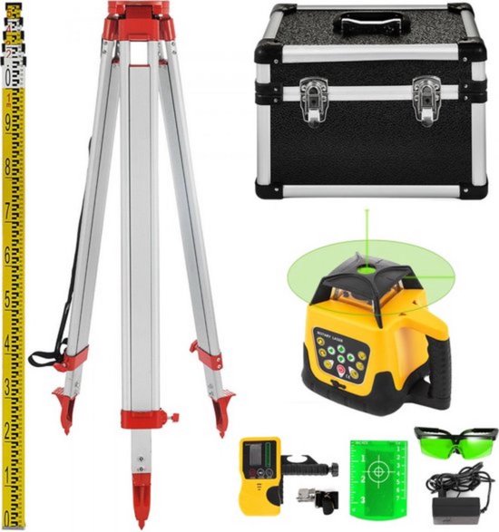 Kruislijnlaser met groot statief - Staand - 360 graden - Zelfnivellerende Laserwaterpas - 100 tot 165cm