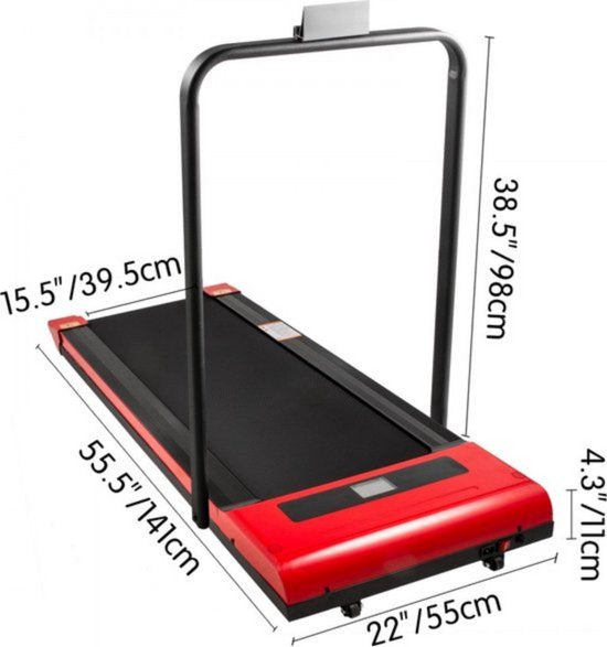 Loopband met leuning - Onder bureau - Inklapbaar - Hometrainer voor thuis - Fitnessapparaat elektrisch - Digitaal LED Display