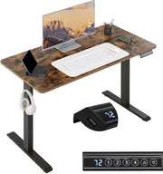 Elektrisch Sta-Bureau - Voor Thuiswerken of Kantoor - In Hoogte Verstelbare Ergonomische Werktafel met USB-Oplaadpoort en Geheugenbediening - Color: 120x60cm Brown