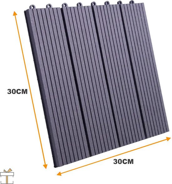 Vlondertegels - Lichtgrijs - 11 stuks - Voor terras of balkon - 30x30cm