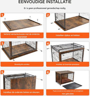 Luxe honden bench - Meubelkennel - Stalen frame - 2-Deurs - Inclusief kussen