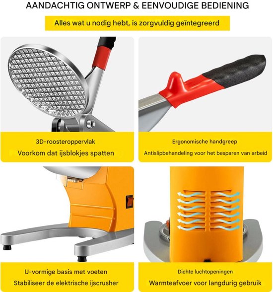 Happyment Ijscrusher Deluxe - Zilver - Smoothie maker - Slush maker- Cocktail ijs - RVS