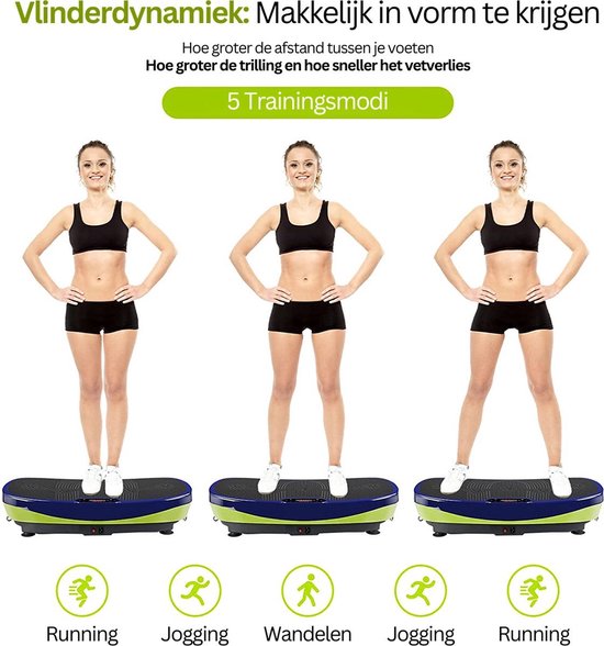 Happyment Trilplaat Fitness - Met Bluetooth Speaker - Trilplaat Vermageren - Meerdere Functies - Met Led Display - Met Elastieken