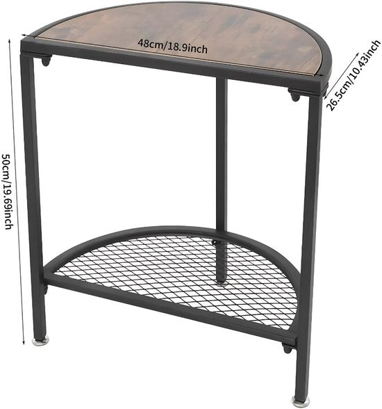 Bijzettafel Lucia - Half rond - Voor woonkamer en slaapkamer - 50KG - Hout en metaal
