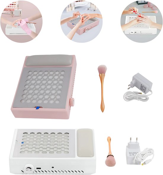 Stofafzuiger voor nagels - Manicure tafel - Nail Dust Collector - Voor Nagelstof Verwijderen - Wit