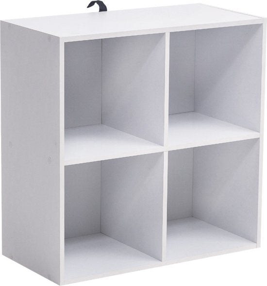 Happyment Moderne Boekenkast - 4 vakken - Wit - Boekenplank - Woonkamer, slaapkamer en kinderkamer - Hout - MDF