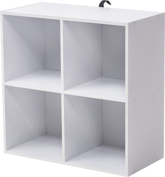 Happyment Moderne Boekenkast - 4 vakken - Wit - Boekenplank - Woonkamer, slaapkamer en kinderkamer - Hout - MDF