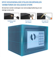 Brandwerende kluis - 8,5L Digitale Beveiligingskluis Zyrell - Geldkluis & Waardekist - Anti-Diefstal Beveiligingskluis voor Kantoor en Thuis