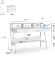 Bureau voor thuis - Met 2 lades - 120 cm - Wit - Computerbureau - Voor volwassenen - Dames