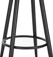 Velvet Barkruk - Zwart - Kleine Rugleuning - Ergonomisch - Zithoogte 69cm