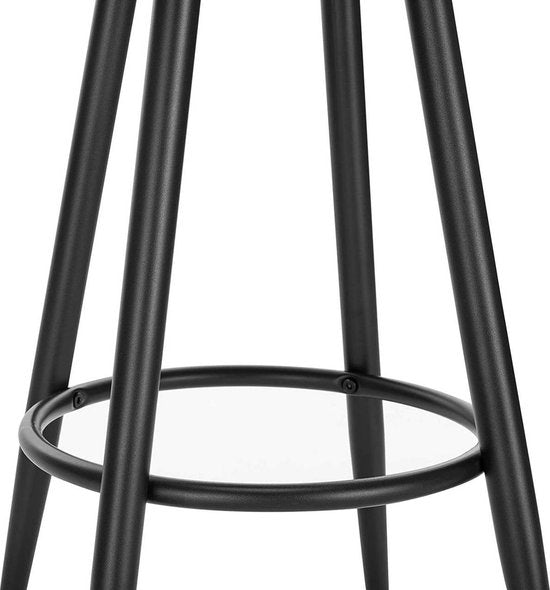 Velvet Barkruk Nerito - Barstoelen ergonomisch - Set van 1 - Zwart - Met kleine rugleuning - Voor Keuken & bar - Zithoogte 69cm