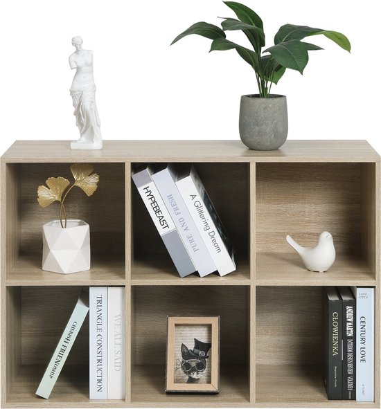 Bolt Edge Boekenkast - Oak - 6 Vakken - MDF Hout - 60x29.5x89cm - Kinderkamer