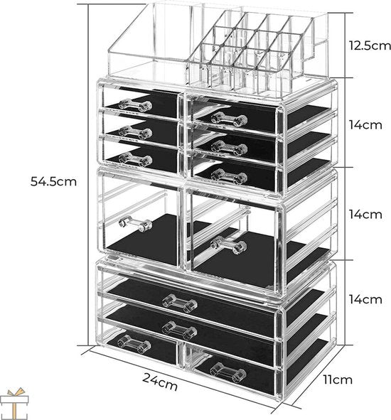 Luxe Make-up organizer - Cosmetica opberger - Transparant - Lippenstift, Nagellak, Parfum - Sieraden - Bureau