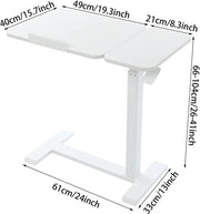 Laptoptafel - Bijzettafel - Bedtafel - Banktafel- Voor gebruik aan bed of kantoor - Verstelbaar - Wit