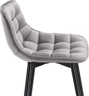 Barkruk Merdi Industrial - Lichtgrijs - Barkrukken set van 2 - Barstoel Kruk - Barstoelen met rugleuning - Keukenstoel - Velvet