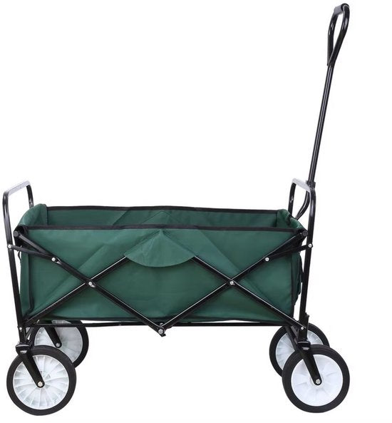 Bolderkar - Groen - Strandwagen - Opvouwbaar tuinwagen - Met duwstang - Voor buitengebruik - 115 kg capaciteit - All terrain