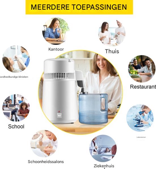 Happyment Destilleerapparaat 4L- Distiller - Destilleer Ketel - Destilleren - Waterontharder - Water - Vergister