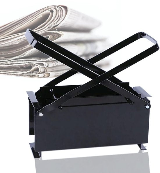 Brikettenpers - Papierpers - Pers - Voor Papier - Voor Tuin, Haard of Camping - Metaal - Zwart