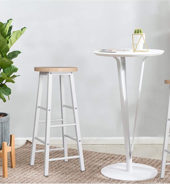 Hoge barkrukken Pablo - Zithoogte 71cm - Eiken - Set van 2 - Keuken - Barstoelen - Zonder rugleuning - Hout
