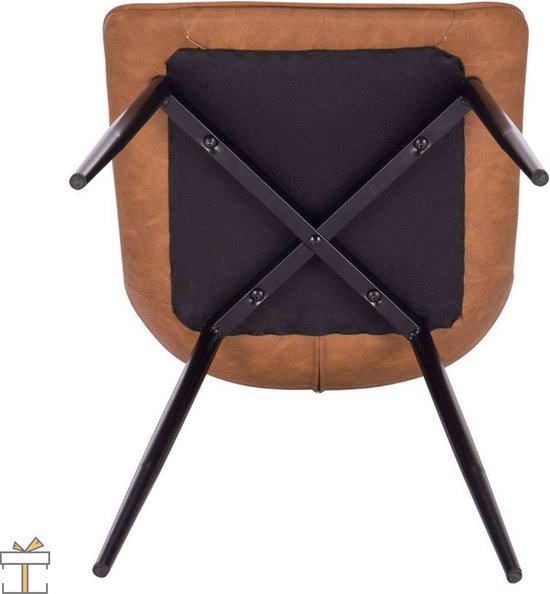 Eetkamerstoelen - Bruin - Armleuning - PU Leer - Kuipstoel - Set van 2