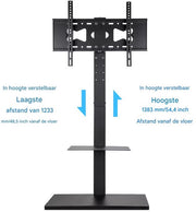 TV vloerstandaard verrijdbaar Vaylen - Universeel - Voor 32"-65" inch - Standaard - In hoogte Verstelbaar - Zwart