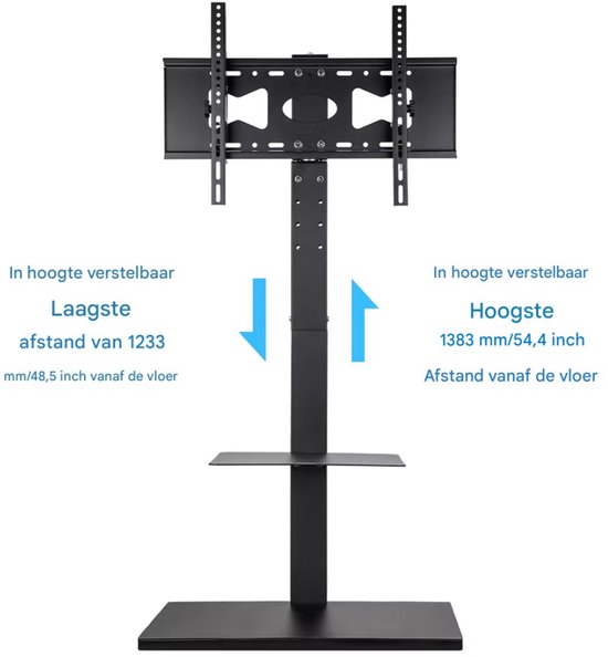 TV vloerstandaard verrijdbaar Vaylen - Universeel - Voor 32"-65" inch - Standaard - In hoogte Verstelbaar - Zwart