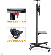 Happyment TV standaard verrijdbaar - Verstelbaar tot 173cm - Mobiele tv voet universeel - Op wielen - 32 t/m 65 inch Black friday - Kerstcadeau