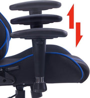 Happyment Gamestoel Sheffield - Kunstleer - Met rugleuning en armleuning - In hoogte verstelbaar - Ergonomisch - Blauw/zwart
