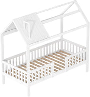 Kinderbed 90 x 200 cm - Voor Kinderen - Peuterbed - Met valbeveiliging - Met lattenbodem - Zonder matras