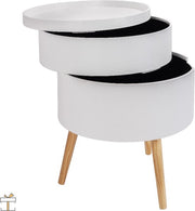 Happyment Ladekastje deluxe - Rond Nachtkastje - Slaapkamer - Bureau - Ladekast Hout - Wit - Kantoor - 38x38x49cm