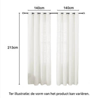 Gordijnen Valora - Lulu - Lichtdoorlatend - Met ringen - 140x213cm - Voor woonkamer & slaapkamer - Wit