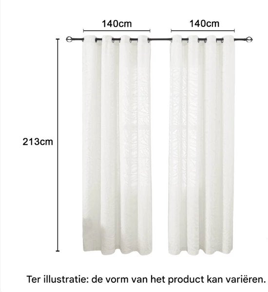 Gordijnen Valora - Lulu - Lichtdoorlatend - Met ringen - 140x213cm - Voor woonkamer & slaapkamer - Wit