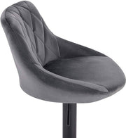 Designer Barkruk Zino - Met rugleuning - Stevig - Ergonomische barstoel - Velvet - Zithoogte 60 - 82cm - Grijs - Set van 2 - Keuken en bar - In hoogte verstelbaar