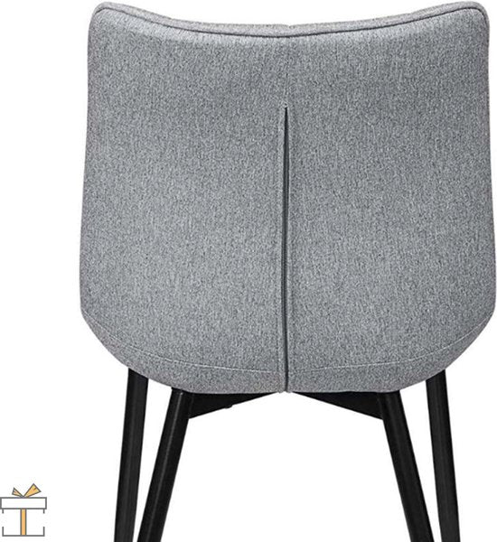 Happyment Luxe Eetkamerstoelen - Lichtgrijs - Fauteuils met armleuning - Woonkamerstoelen - Keukenstoelen - Kuipstoel - Linnen - Set van 2