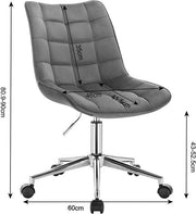 Ergonomische Bureaustoel Velvet - Op wielen - Bureaustoel voor volwassenen - Donkergrijs - In hoogte verstelbaar