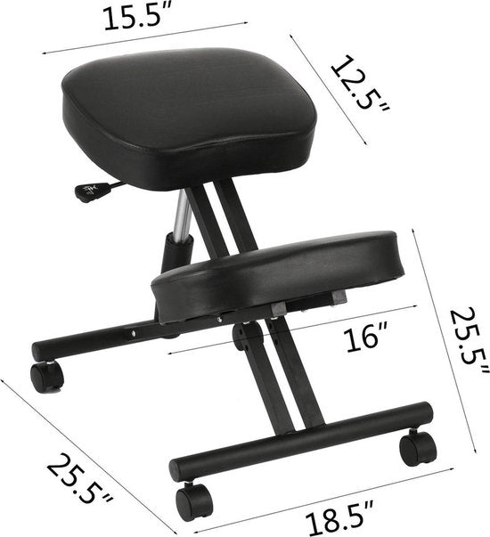 Happyment Ergonomische Knie Kruk Deluxe - Werkstoel - Kniestoel - Knielen Stoel - Werkkruk - Postuur Corrector - Ergonomische Bureaustoel - Bureaustoel - Pu Leren Zitting - Tot 120kg