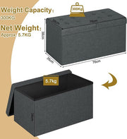 Bolt Edge Moderne Opbergbank - Donkergrijs - Met opbergruimte - Stof - 76x38x38cm