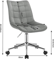 Ergonomische Bureaustoel Velvet - Op wielen - Bureaustoel voor volwassenen - Lichtgrijs - In hoogte verstelbaar