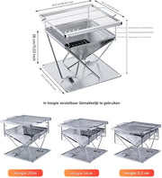 Opvouwbare Grill - Voor Kamperen & Buiten koken - Camping - Vuurplaatsgrill - Houtgestookt & Draagbaar Met Draagtas - RVS