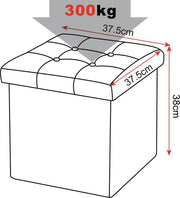 Happyment Poef Lichtgrijs - Met opbergruimte - Opbergbank Poef - Voetenbank - Opbergbox hocker - Zitkist met deskel - Stof - 50x35x45cm