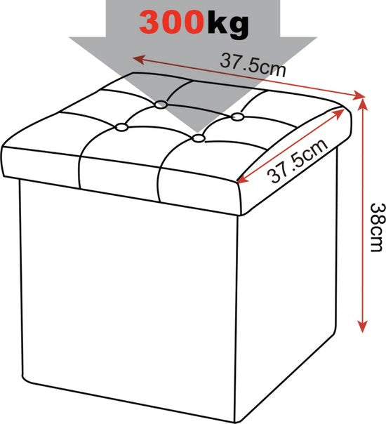 Happyment Poef Lichtgrijs - Met opbergruimte - Opbergbank Poef - Voetenbank - Opbergbox hocker - Zitkist met deskel - Stof - 50x35x45cm