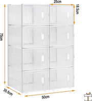Happyment Schoenenbox PRO - 8 stuks - Transparant - Sneakerbox - Schoenendoos - Opbergsysteem - Opbergbox
